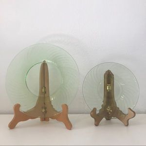 Spiral Green Depression Glass Plates